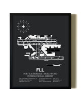 Unframed Fort Lauderdale / Hollywood International Airport map print poster