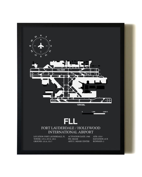 Unframed Fort Lauderdale / Hollywood International Airport map print poster