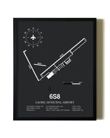 Unframed Laurel Municipal Airport map print poster