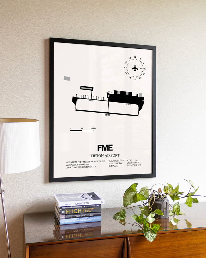 Tipton Airport aviation wall décor in black wood frame