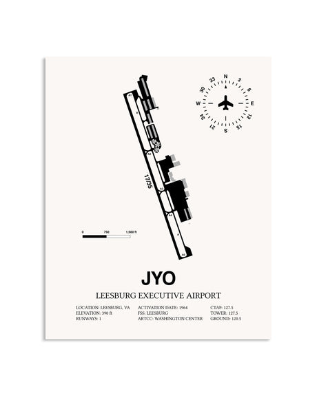 Gray Leesburg Executive Airport framed poster displayed in an airplane hangar