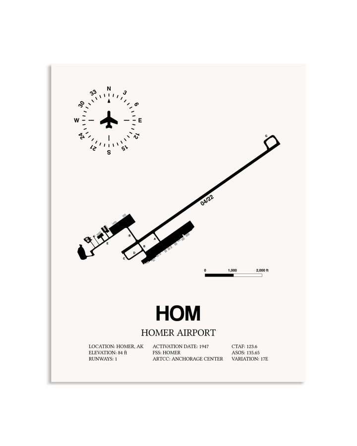 Gray Homer Airport framed poster displayed in an airplane hangar