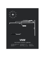 Gray Framed Van Wert County Airport layout wall art poster