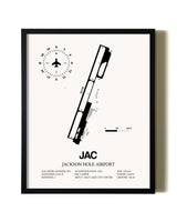 Framed Jackson Hole Airport wall art poster in black frame