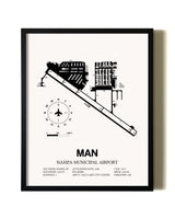 Framed Nampa Municipal Airport wall art poster in black frame