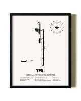 Framed Terrell Municipal Airport wall art poster in black frame