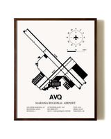 Marana Regional Airport aviation print in walnut frame