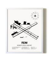 Roberts Field Airport airport map poster in oak frame