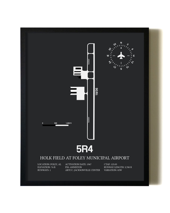 Unframed Holk Field at Foley Municipal Airport map print poster