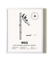 Enid Woodring Regional Airport airport map poster in oak frame