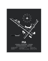 Gray Framed General Downing-Peoria International Airport layout wall art poster