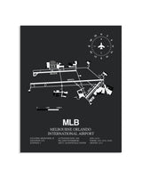 Gray Framed Melbourne Orlando International Airport layout wall art poster