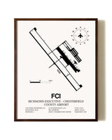 Richmond Executive-Chesterfield County Airport aviation print in walnut frame