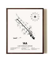 Lake Norman Airpark aviation print in walnut frame