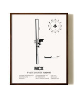 White County Airport aviation print in walnut frame