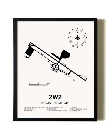 Framed Clearview Airpark wall art poster in black frame