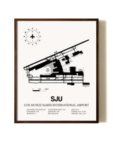 Luis Munoz Marin International Airport aviation print in walnut frame