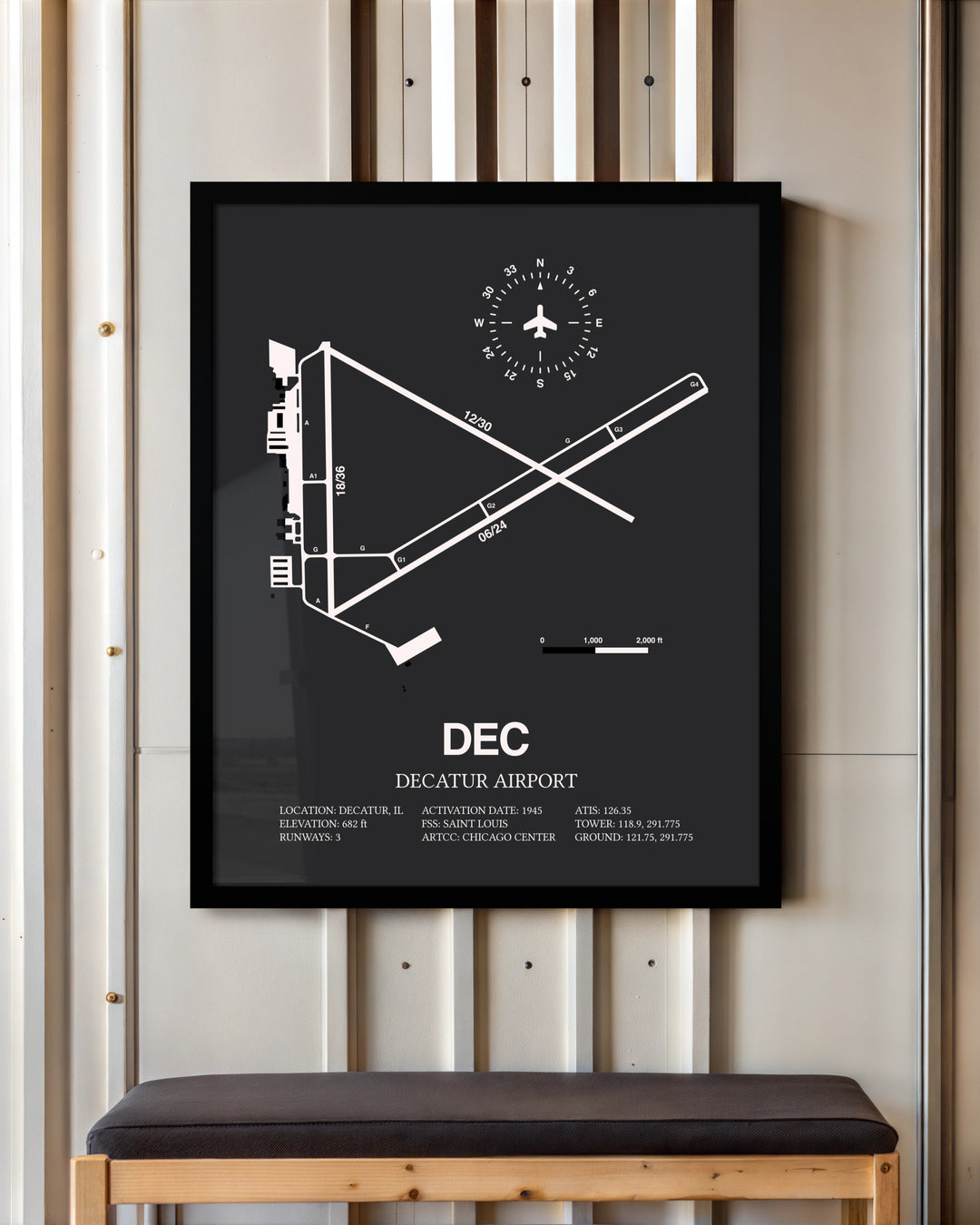 Frame color options for Decatur Airport Wall Art