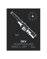 Gray Framed Winchester Regional Airport layout wall art poster