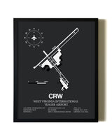 Unframed West Virginia International Yeager Airport map print poster