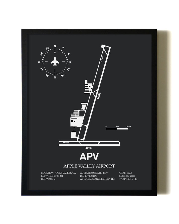 Unframed Apple Valley Airport map print poster