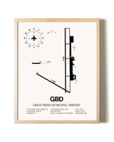 Great Bend Municipal Airport framed wall art in white frame