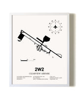Clearview Airpark airport map poster in oak frame