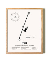 Farmville Regional Airport framed print in natural wood frame