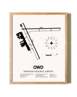 Norwood Memorial Airport framed print in natural wood frame