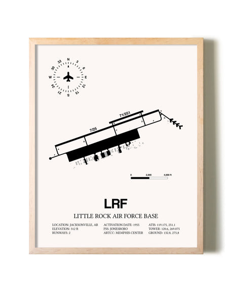 Little Rock Air Force Base framed wall art in white frame