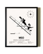 Framed Missoula Montana Airport wall art poster in black frame