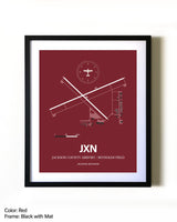 Jackson County Airport/Reynolds Field aviation wall décor in black wood frame