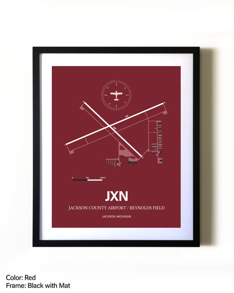 Jackson County Airport/Reynolds Field aviation wall décor in black wood frame