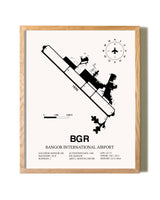 Bangor International Airport framed print in natural wood frame