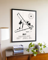 Beverly Regional Airport aviation wall décor in black wood frame