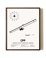 Greene County Regional Airport aviation print in walnut frame