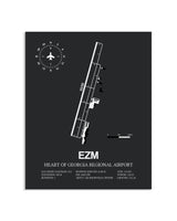 Gray Framed Heart Of Georgia Regional Airport layout wall art poster