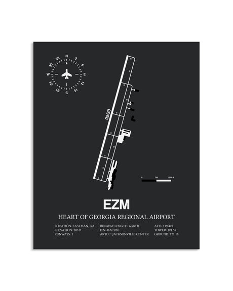 Gray Framed Heart Of Georgia Regional Airport layout wall art poster