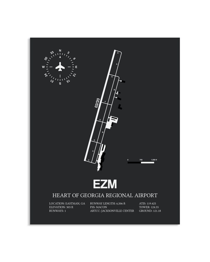 Gray Framed Heart Of Georgia Regional Airport layout wall art poster