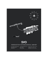Gray Framed Sheremetyevo International Airport layout wall art poster