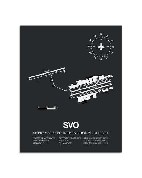 Gray Framed Sheremetyevo International Airport layout wall art poster