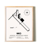 Muskogee-Davis Regional Airport framed wall art in white frame