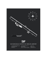 Gray Framed Rockingham County NC Shiloh Airport layout wall art poster