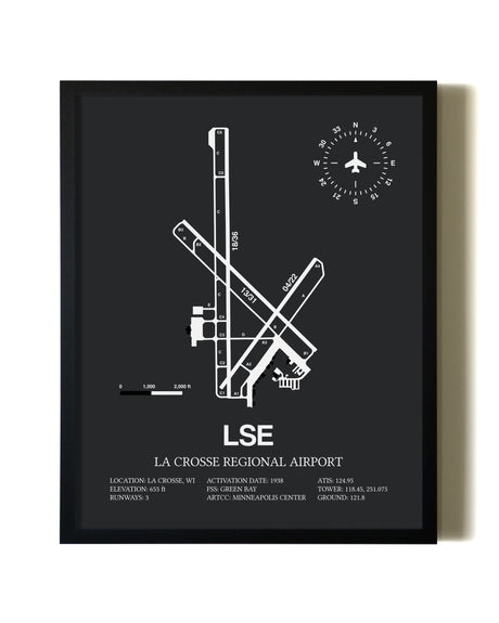 Unframed La Crosse Regional Airport map print poster