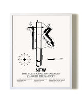 Fort Worth Naval Air Station JRB (Carswell Field) Airport airport map poster in oak frame