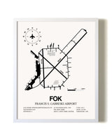 Francis S. Gabreski Airport airport map poster in oak frame