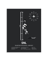 Gray Framed Shawnee Regional Airport layout wall art poster