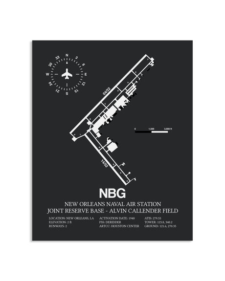 Gray Framed New Orleans Naval Air Station Joint Reserve Base-Alvin Callender Field layout wall art poster