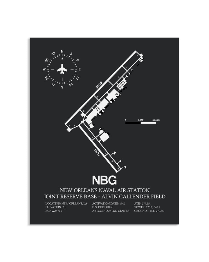 Gray Framed New Orleans Naval Air Station Joint Reserve Base-Alvin Callender Field layout wall art poster