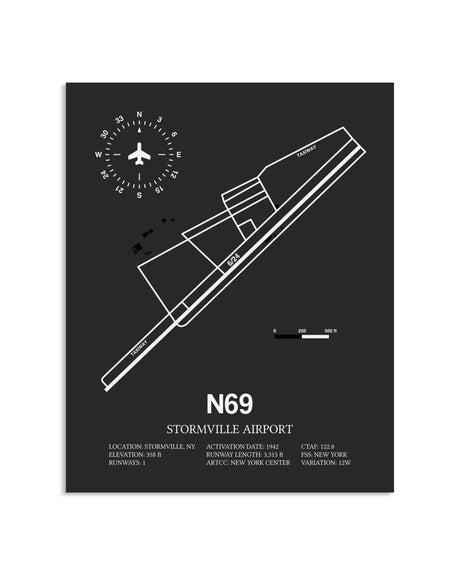 Gray Framed Stormville Airport layout wall art poster
